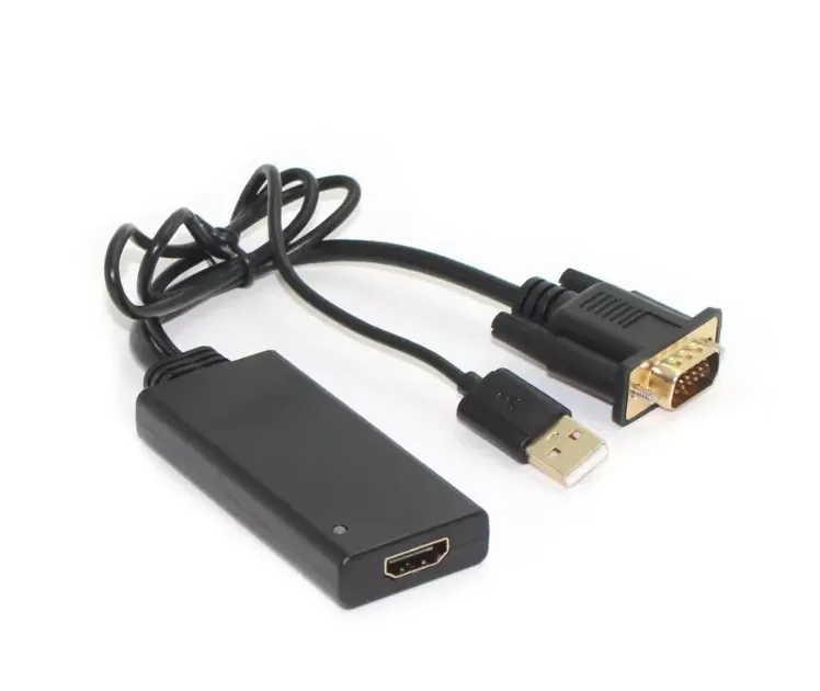 ממיר VGA  זכר ל-HDMI נקבה + מתח USB אקונומי